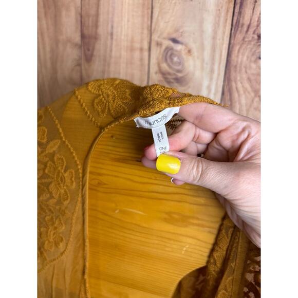 Lace Embroidered Duster Tunic Length Golden Brown One Size - Picture 3 of 4